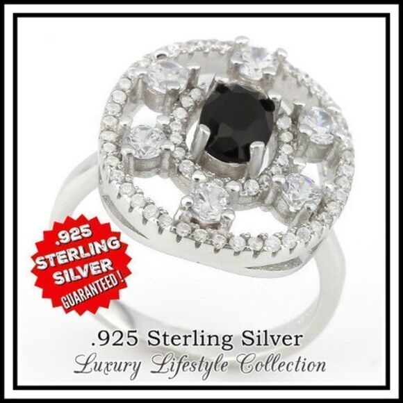 Elite New .925 Sterling Silver Sapphire & AAA Grade Australian CZ Ring Size 8 - Picture 4 of 11